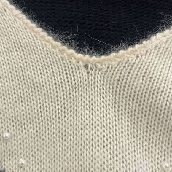 VTG 90s Black and White Geometric Sweater Dress by Yarnworks Petite Size MP/S - Picture 13 of 16